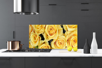 Painel vidro cozinha Planta de flores rosas