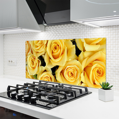 Painel vidro cozinha Planta de flores rosas