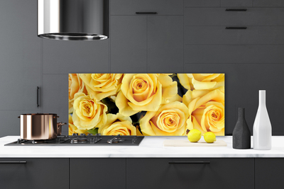 Painel vidro cozinha Planta de flores rosas