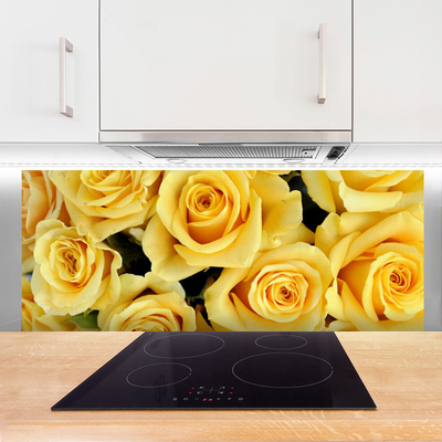 Painel vidro cozinha Planta de flores rosas