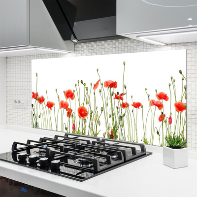 Painel vidro cozinha Papoulas Plantam Natureza