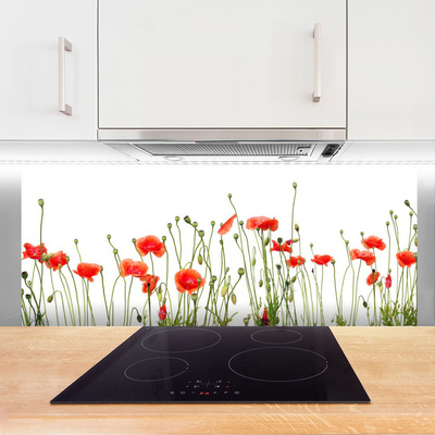 Painel vidro cozinha Papoulas Plantam Natureza