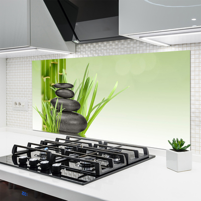 Painel vidro cozinha Planta de grama de bambu Natureza