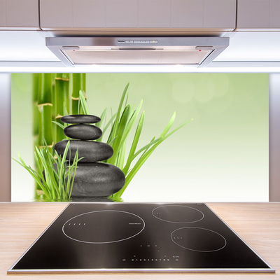 Painel vidro cozinha Planta de grama de bambu Natureza
