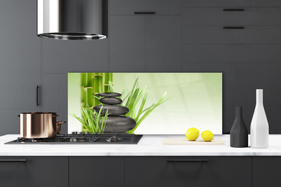 Painel vidro cozinha Planta de grama de bambu Natureza