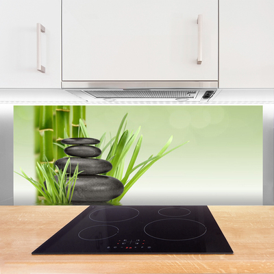 Painel vidro cozinha Planta de grama de bambu Natureza