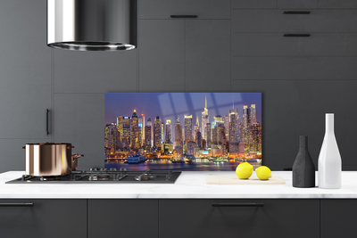 Painel vidro cozinha Casas na cidade Arranha-céus