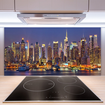 Painel vidro cozinha Casas na cidade Arranha-céus