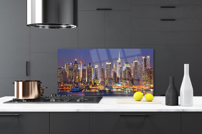 Painel vidro cozinha Casas na cidade Arranha-céus