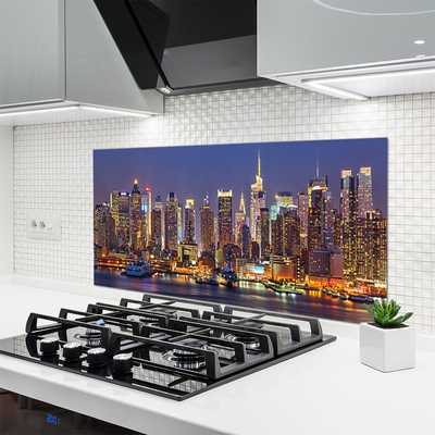 Painel vidro cozinha Casas na cidade Arranha-céus