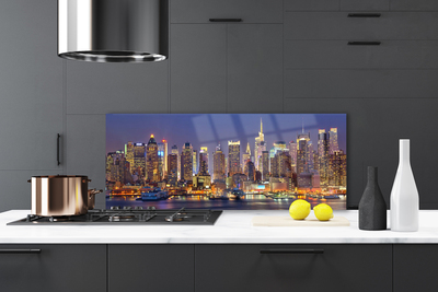 Painel vidro cozinha Casas na cidade Arranha-céus