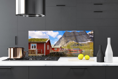Painel cozinha Casas Lago Montanhas Paisagem
