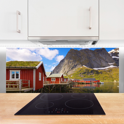 Painel cozinha Casas Lago Montanhas Paisagem
