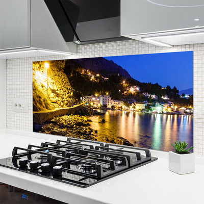 Painel vidro cozinha Paisagem de praia de montanha