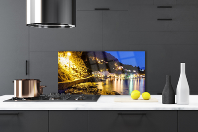 Painel vidro cozinha Paisagem de praia de montanha