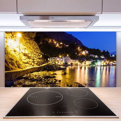 Painel vidro cozinha Paisagem de praia de montanha