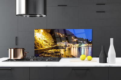 Painel vidro cozinha Paisagem de praia de montanha