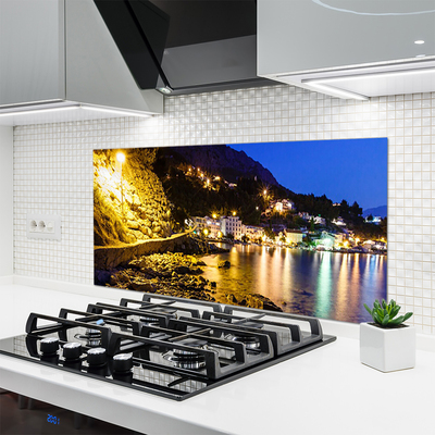 Painel vidro cozinha Paisagem de praia de montanha