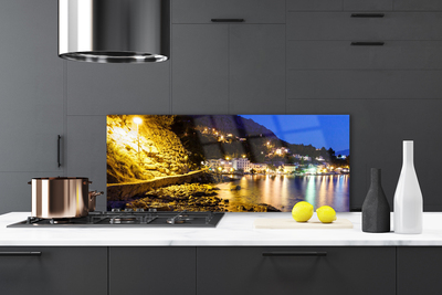 Painel vidro cozinha Paisagem de praia de montanha