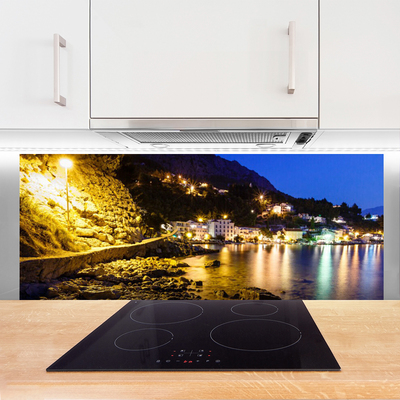 Painel vidro cozinha Paisagem de praia de montanha