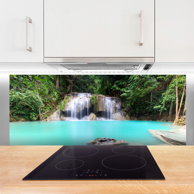 Painel vidro cozinha Cachoeira Lago Natureza