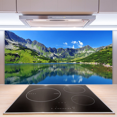 Painel vidro cozinha Paisagem de lago de montanha