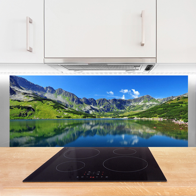 Painel vidro cozinha Paisagem de lago de montanha