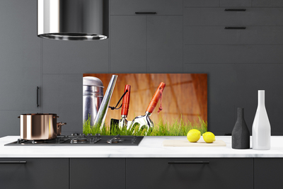 Painel vidro cozinha Ferramentas de grama Natureza