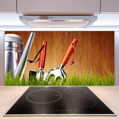 Painel vidro cozinha Ferramentas de grama Natureza