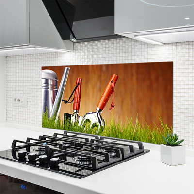 Painel vidro cozinha Ferramentas de grama Natureza