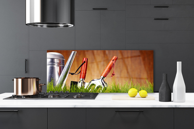 Painel vidro cozinha Ferramentas de grama Natureza