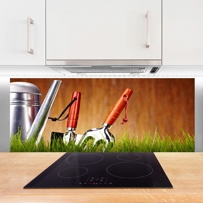 Painel vidro cozinha Ferramentas de grama Natureza