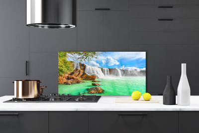 Painel vidro cozinha Paisagem do Lago Cachoeira