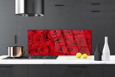 Painel vidro cozinha Planta de flores rosas