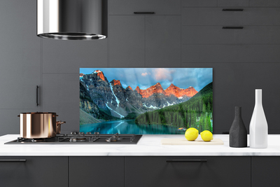 Painel vidro cozinha Paisagem de lago, floresta e montanha