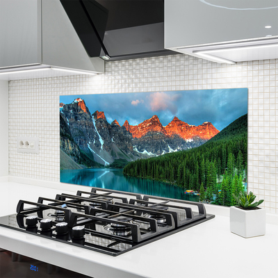 Painel vidro cozinha Paisagem de lago, floresta e montanha
