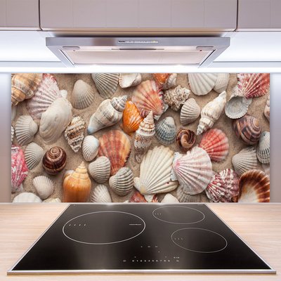Painel vidro cozinha Arte em areia de crustáceos