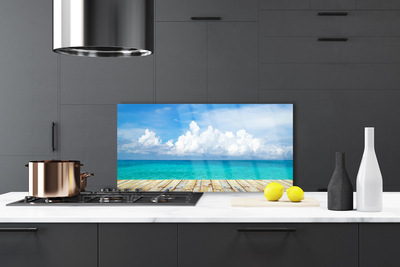 Painel vidro cozinha Paisagem do Píer das Nuvens do Mar