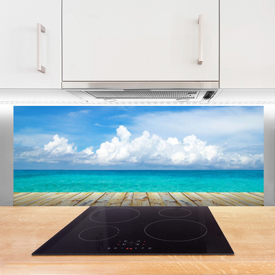 Painel vidro cozinha Paisagem do Píer das Nuvens do Mar