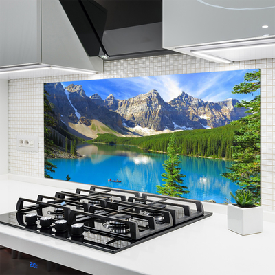 Painel vidro cozinha Paisagem da floresta da montanha do lago