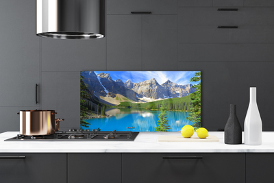 Painel vidro cozinha Paisagem da floresta da montanha do lago