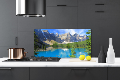 Painel vidro cozinha Paisagem da floresta da montanha do lago