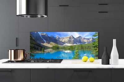 Painel vidro cozinha Paisagem da floresta da montanha do lago