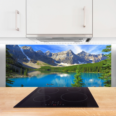 Painel vidro cozinha Paisagem da floresta da montanha do lago