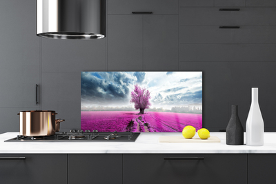 Painel vidro cozinha Natureza da Árvore do Prado