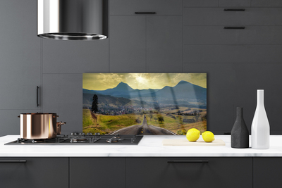 Painel cozinha Paisagem de montanha de estrada