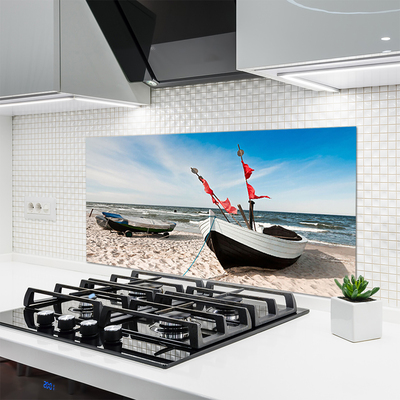 Painel cozinha Paisagem de praia de barco