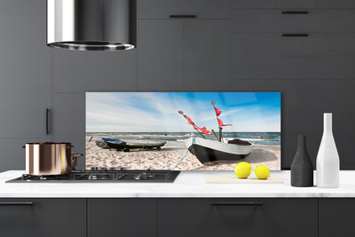 Painel cozinha Paisagem de praia de barco