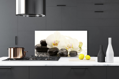 Painel vidro cozinha Arte em Pedras de Flores