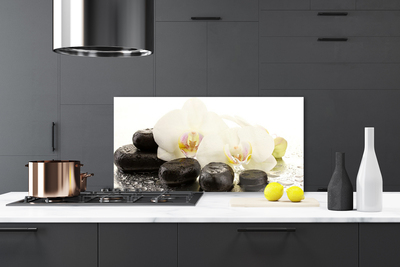 Painel vidro cozinha Arte em Pedras de Flores